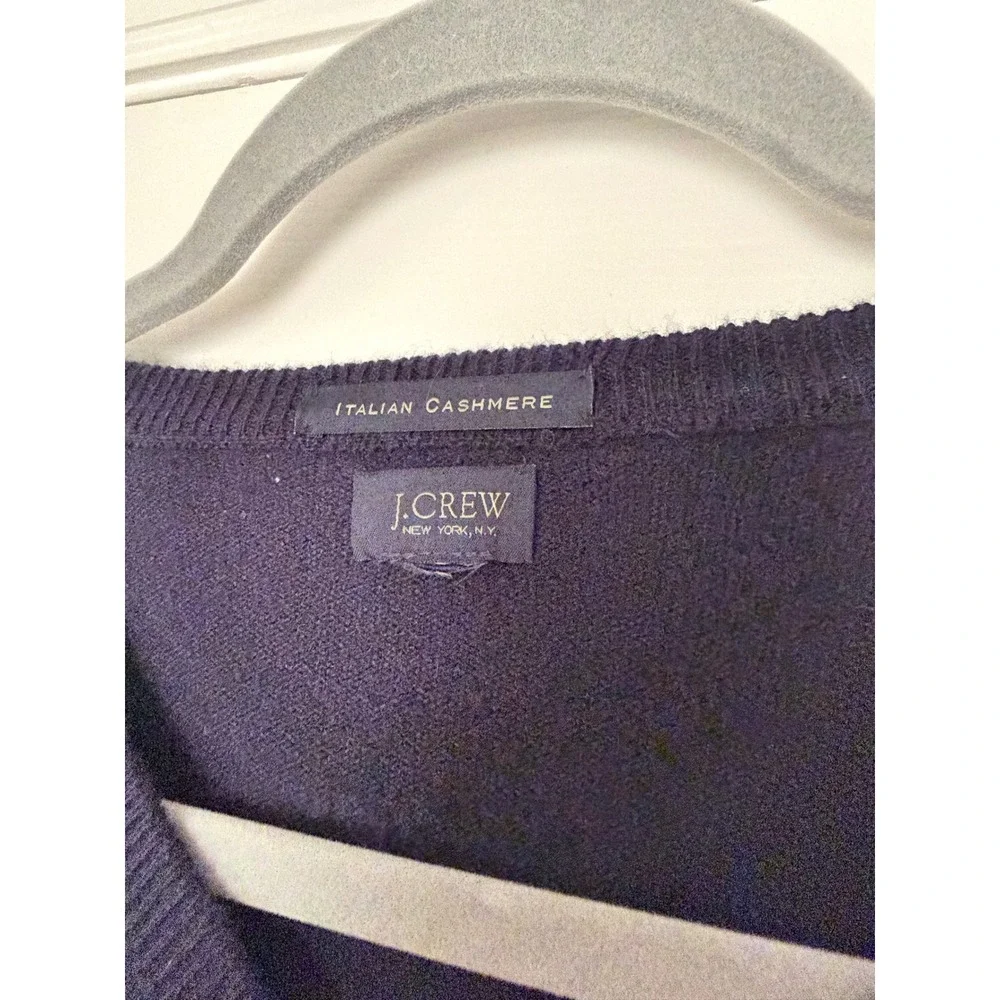 J. Crew Italian Cashmere V-Neck Sweater Black Medium 100% Cashmere